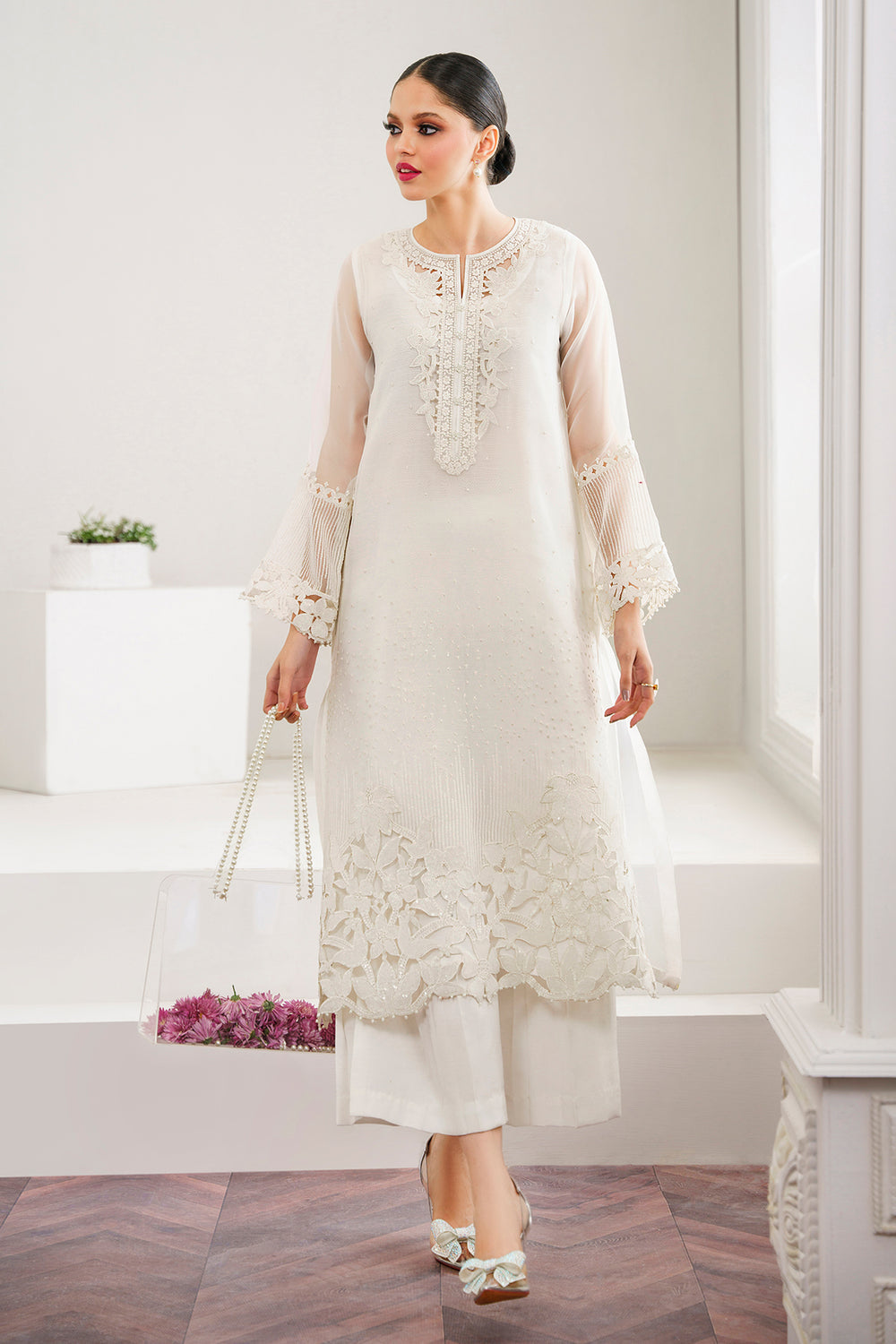 Baroque | Formals Collection | EMBROIDERED ORGANZA UF-526 - Formal Dress - available at Maria Faisal in UK and USA.