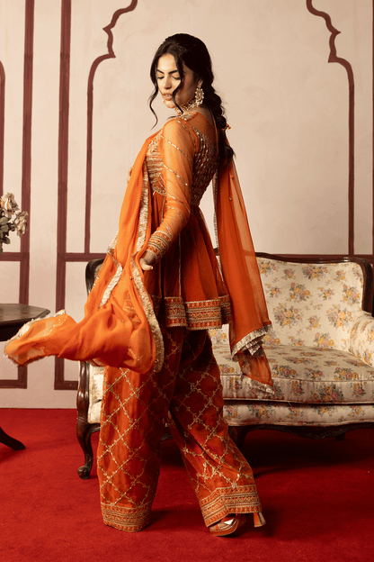 Erum Khan | Intezar e Eid | Rung-e-Miras - Luxury Dress - available at Maria Faisal in UK and USA.