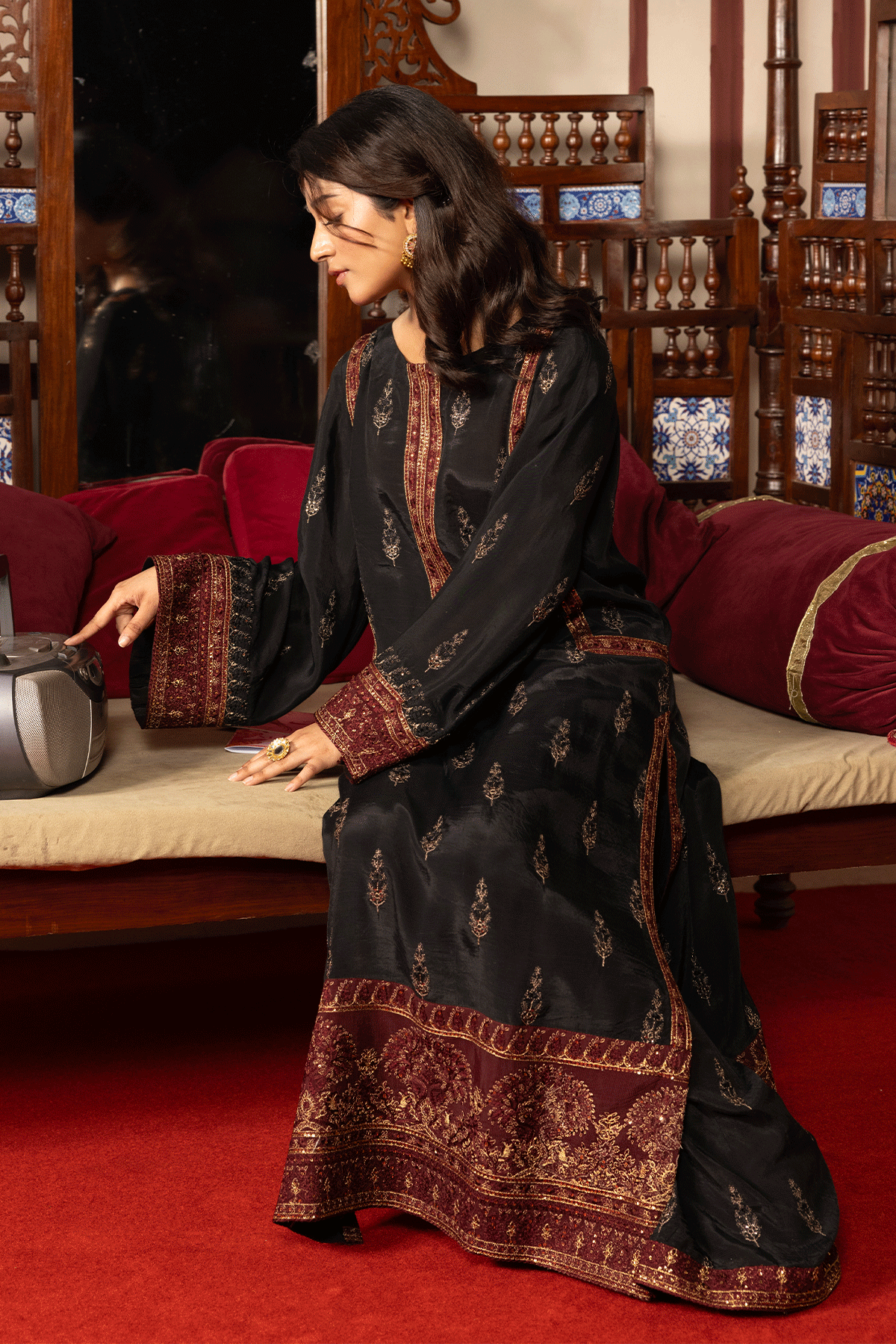 Erum Khan | Intezar e Eid | Riwayat - Luxury Dress - available at Maria Faisal in UK and USA.