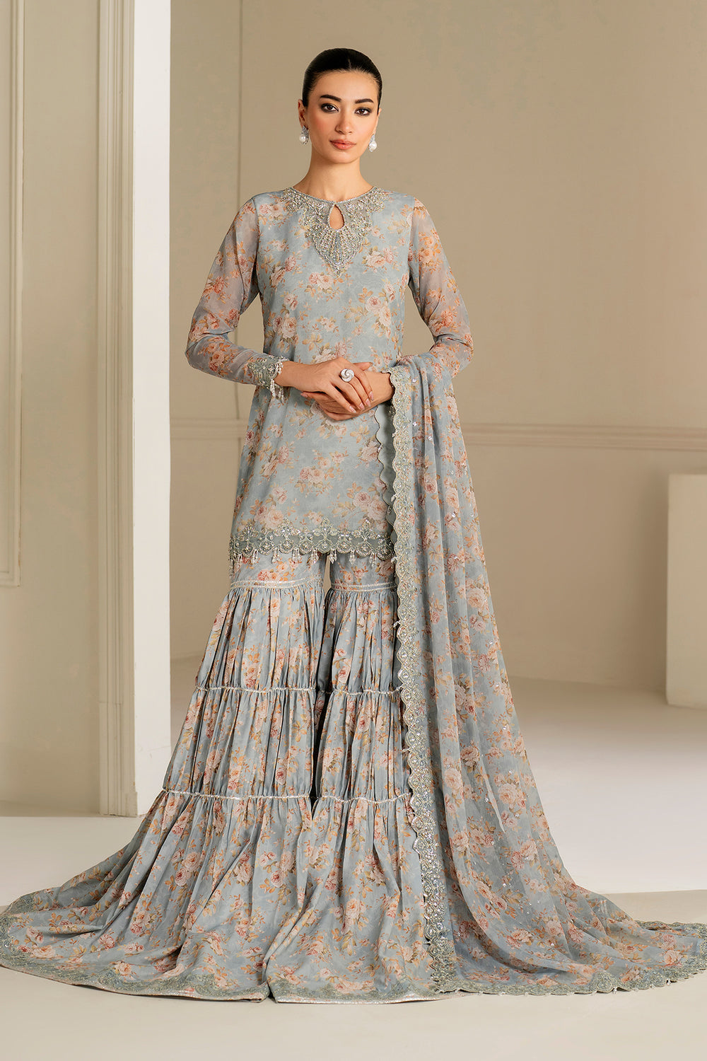 Baroque | Formals Collection | EMBROIDERED CHIFFON UF-4165 - Formal Dress - available at Maria Faisal in UK and USA.