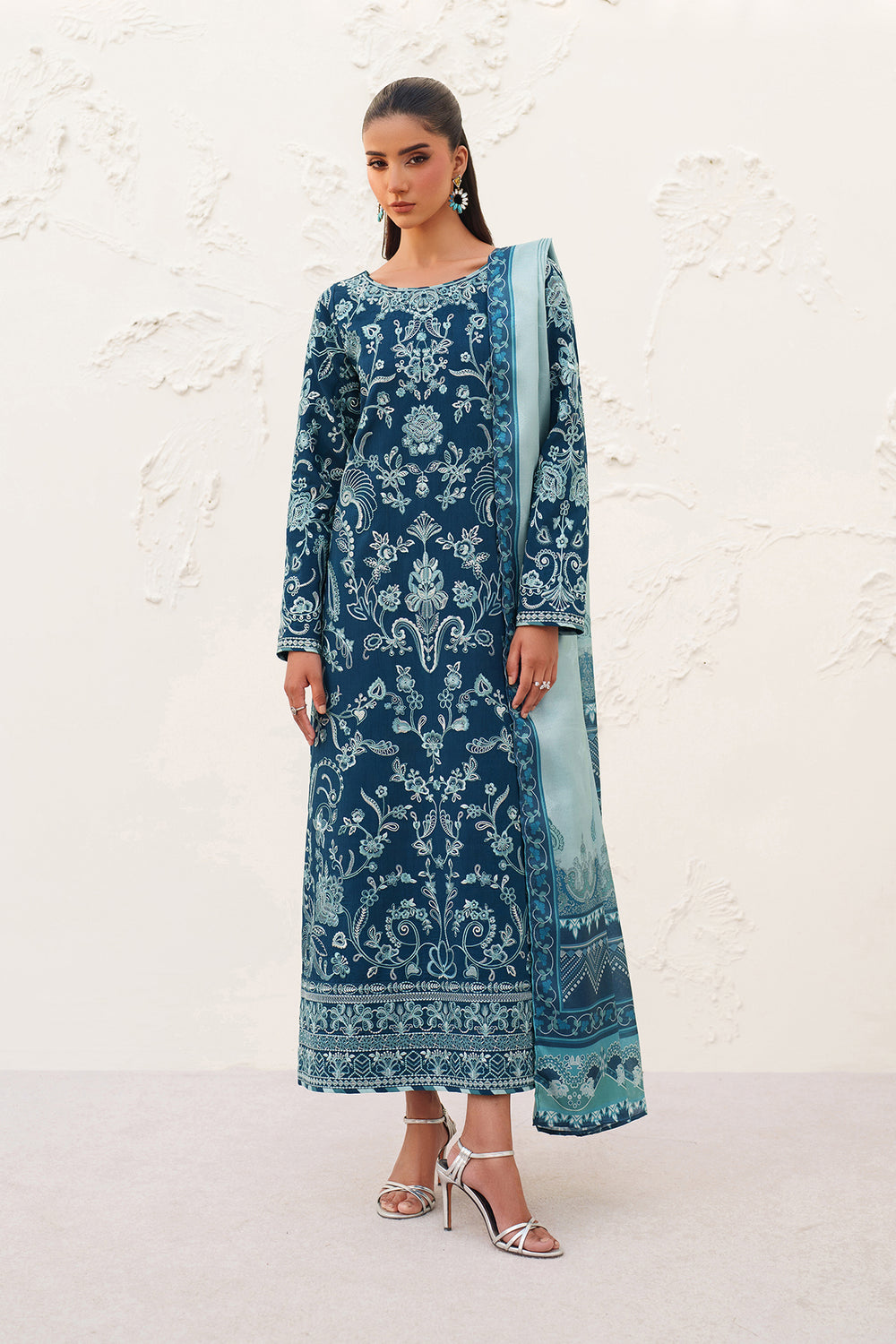 Baroque | Formals Collection | EMBROIDERED RAW SILK UF-4384 - Formal Dress - available at Maria Faisal in UK and USA.