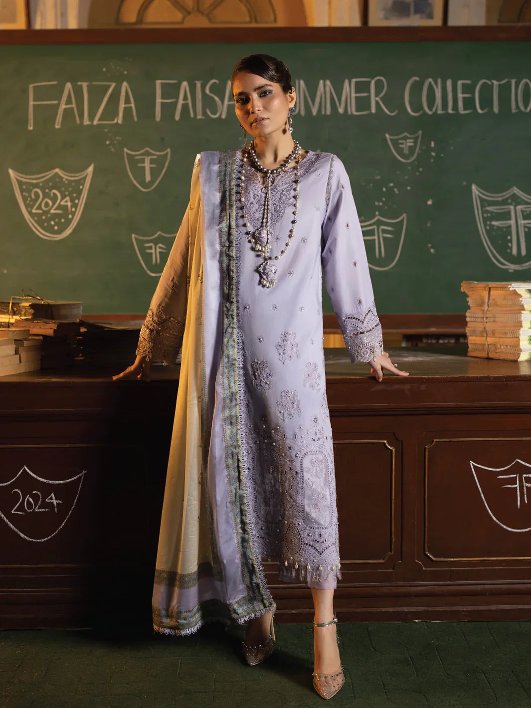 Faiza Faisal | Maya Luxury Lawn | Nazali - Maria Faisal