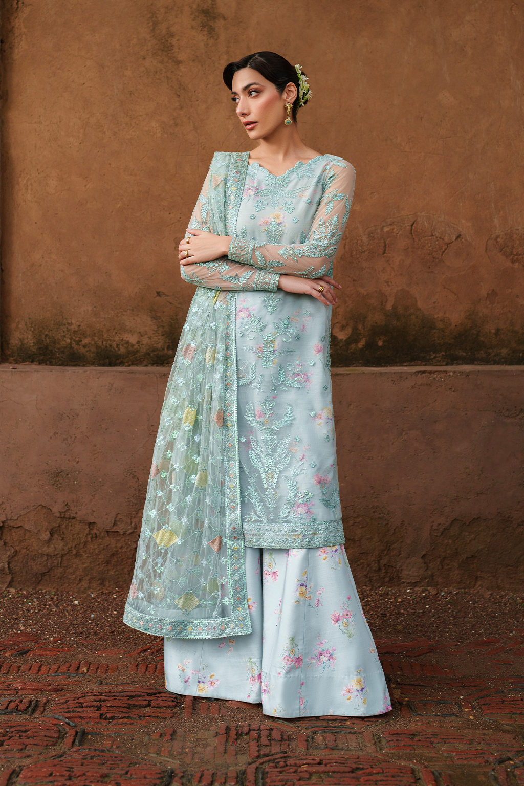 Iznik | Festive Formal | UE-535 Embroidered Net - Ladies Clothes - Maria Faisal