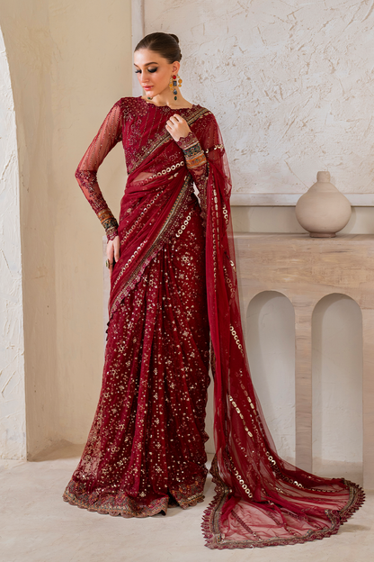 Iznik | Chinnon Chiffon | CC-49 Embroidered Net - Ladies Clothes - Maria Faisal