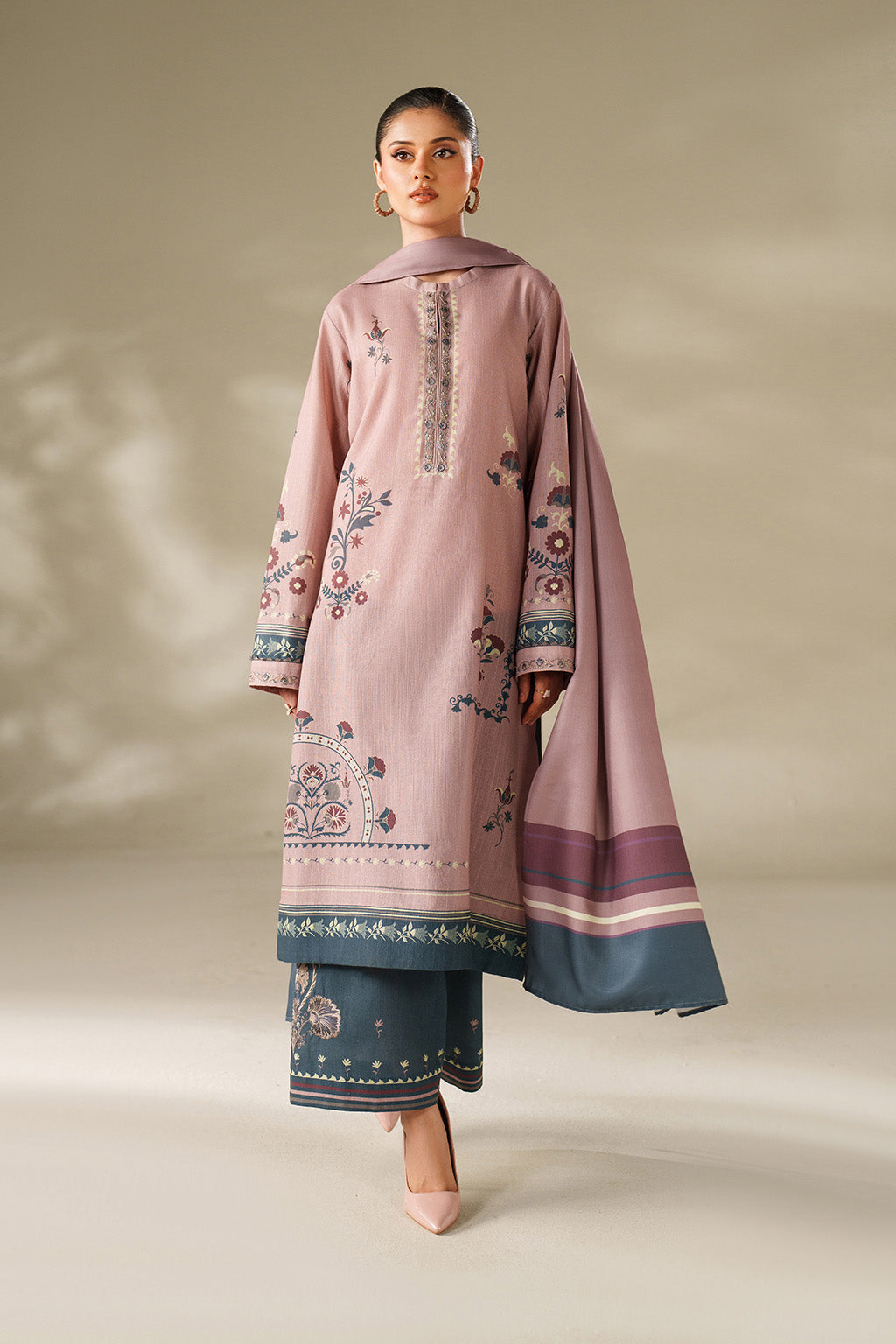 Iznik | Winter Chapter 25 | UE-569 Printed Khaddar - Casual Dress - available at Maria Faisal in UK and USA.