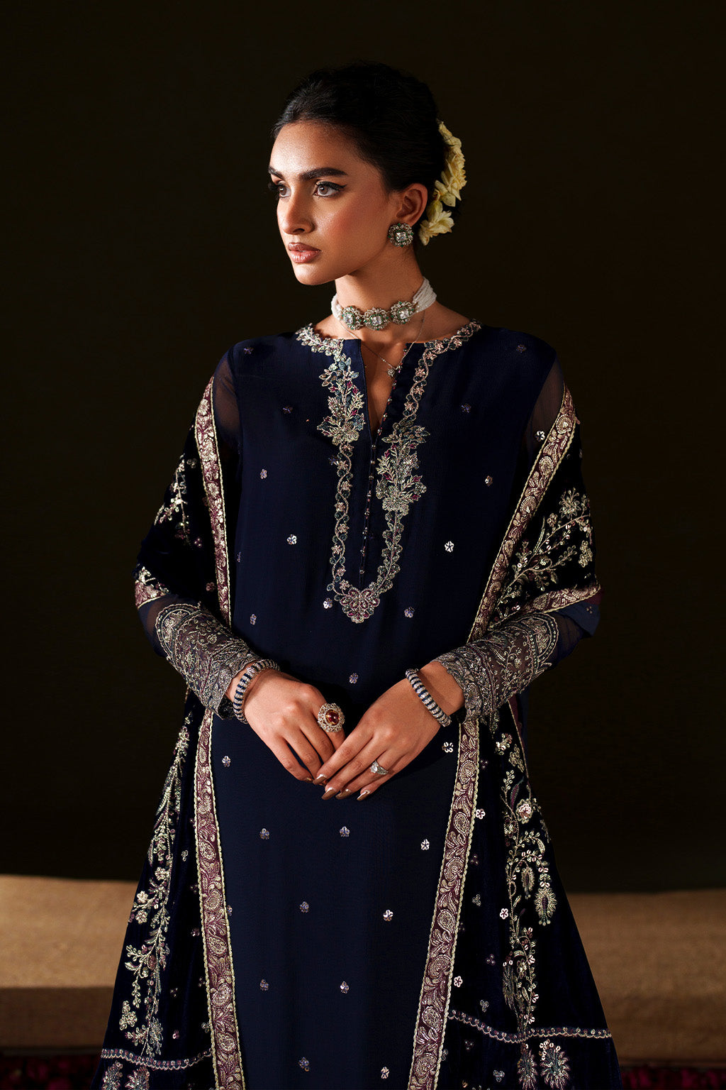 Iznik | Velvet 25 | IV-76 Embroidered Velvet - Formal Dress - available at Maria Faisal in UK and USA.