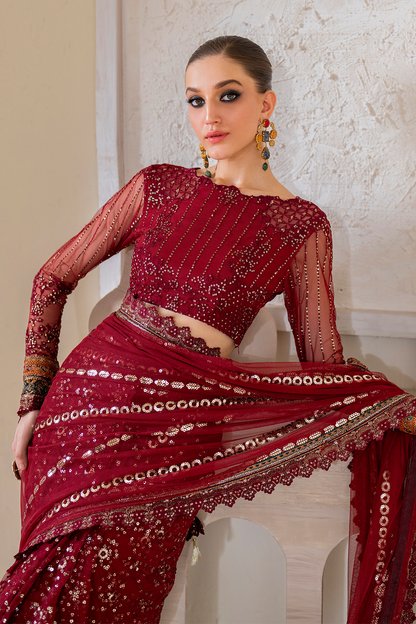 Iznik | Chinnon Chiffon | CC-49 Embroidered Net - Ladies Clothes - Maria Faisal