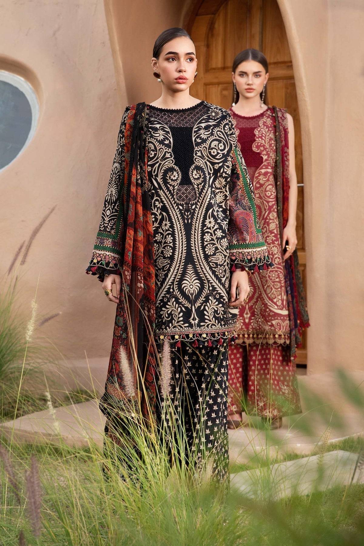 Maria B | M Prints 25 | MPT-2512-B by Maria Faisal - Registered Vendor of : Maria B - type : Ladies Clothes - 100% original wedding dresses