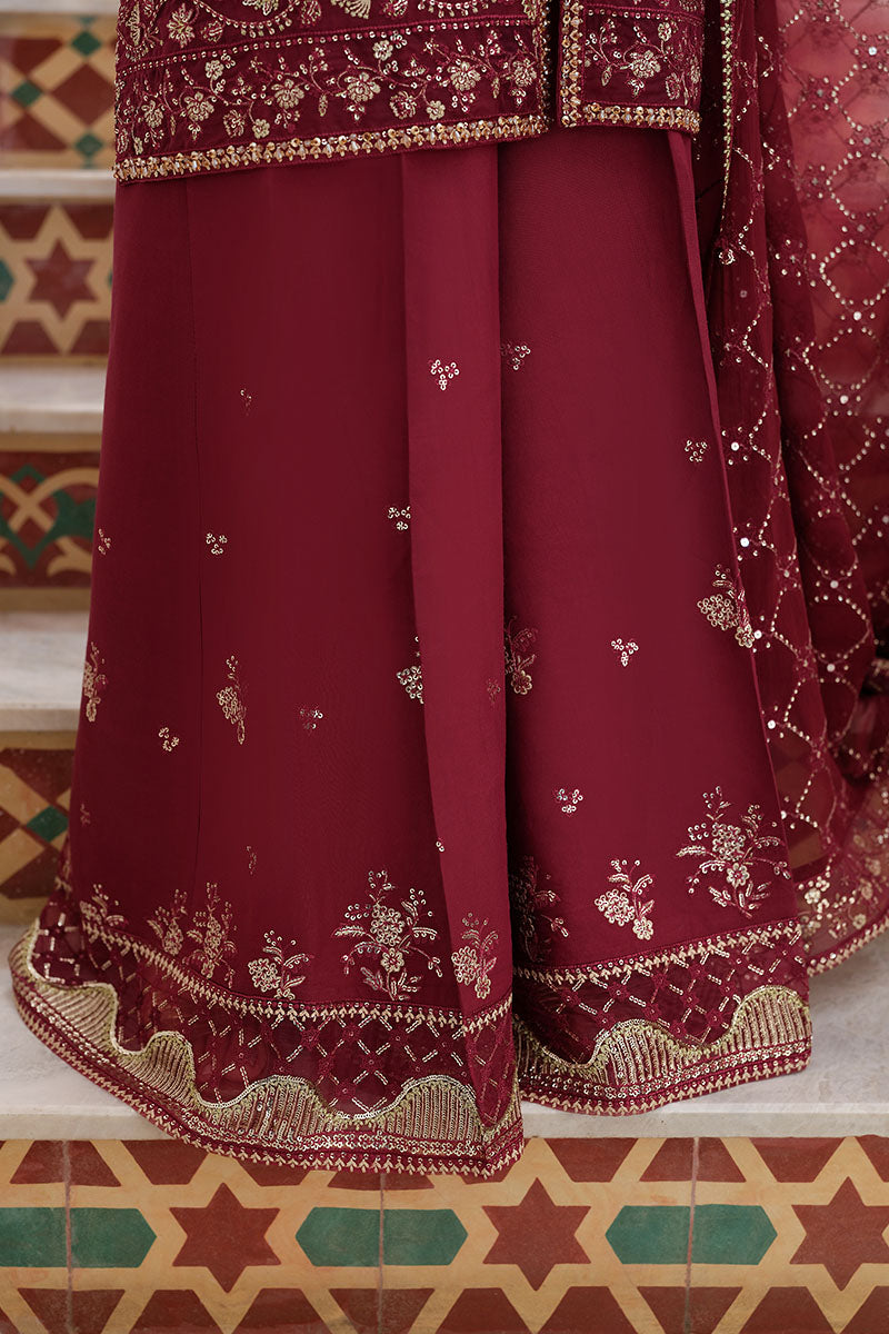 Cross Stitch | FW-25 RTW WEDDING EDIT-2 | CRIMSON CASCADE - Wedding Dress - available at Maria Faisal in UK and USA.