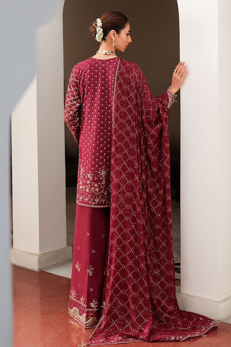 Cross Stitch | FW-25 RTW WEDDING EDIT-2 | CRIMSON CASCADE - Wedding Dress - available at Maria Faisal in UK and USA.