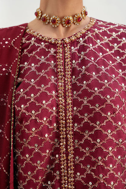 Cross Stitch | FW-25 RTW WEDDING EDIT-2 | CRIMSON CASCADE - Wedding Dress - available at Maria Faisal in UK and USA.