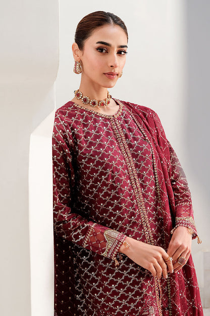 Cross Stitch | FW-25 RTW WEDDING EDIT-2 | CRIMSON CASCADE - Wedding Dress - available at Maria Faisal in UK and USA.