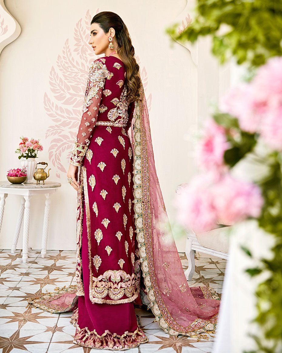 Gulaal | Wedding Formals | Pois Embroidered Net 3-Piece Suit WS-08 - Designer Dress with Intricate embroidery and embellishments. Shop elegent wedding dress at Maria Faisal.