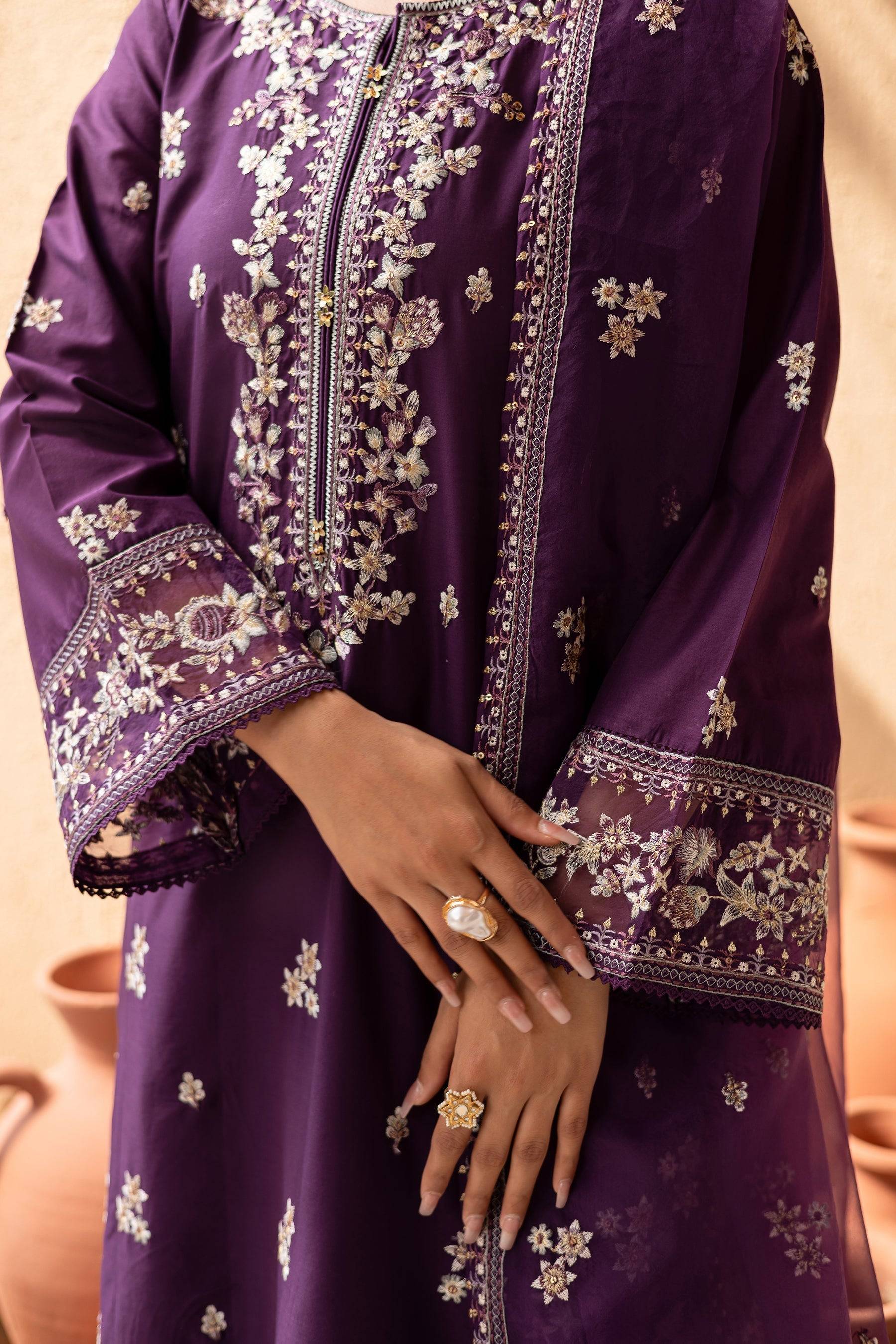 Batik | Nyra Embroidered Summer Solids | Amethyst by Maria Faisal - Registered Vendor of : Batik - type : Ladies Clothes - 100% original wedding dresses