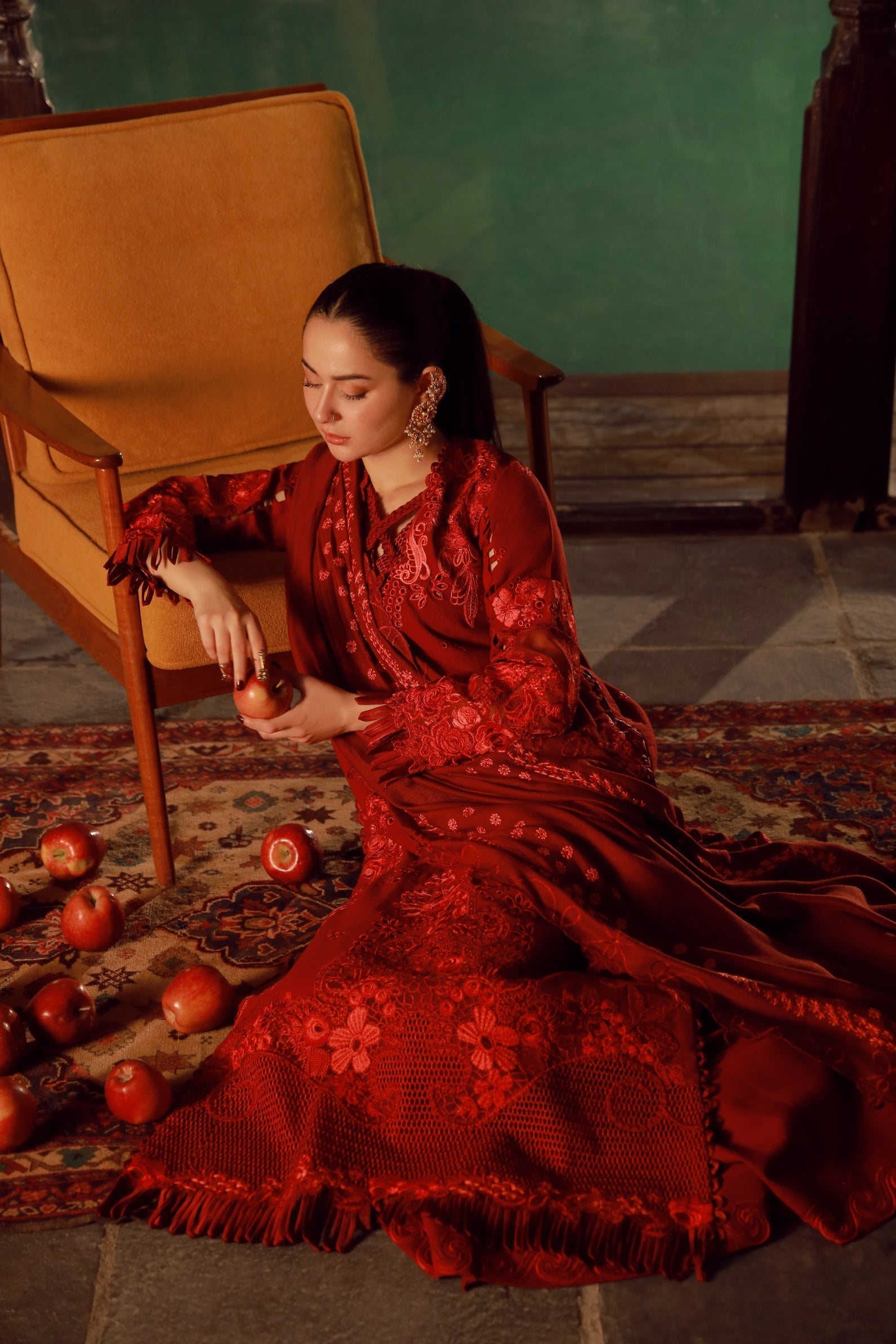 Maryam Hussain | Winter Shawl 25 | Riya - Formal Dress - available at Maria Faisal in UK and USA.