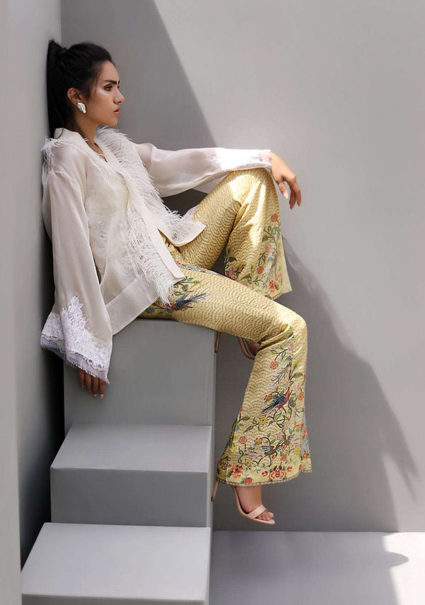Layla Chatoor | Luxury Pret | Satin Wrap Pantstop - Luxury Dress - available at Maria Faisal in UK and USA.