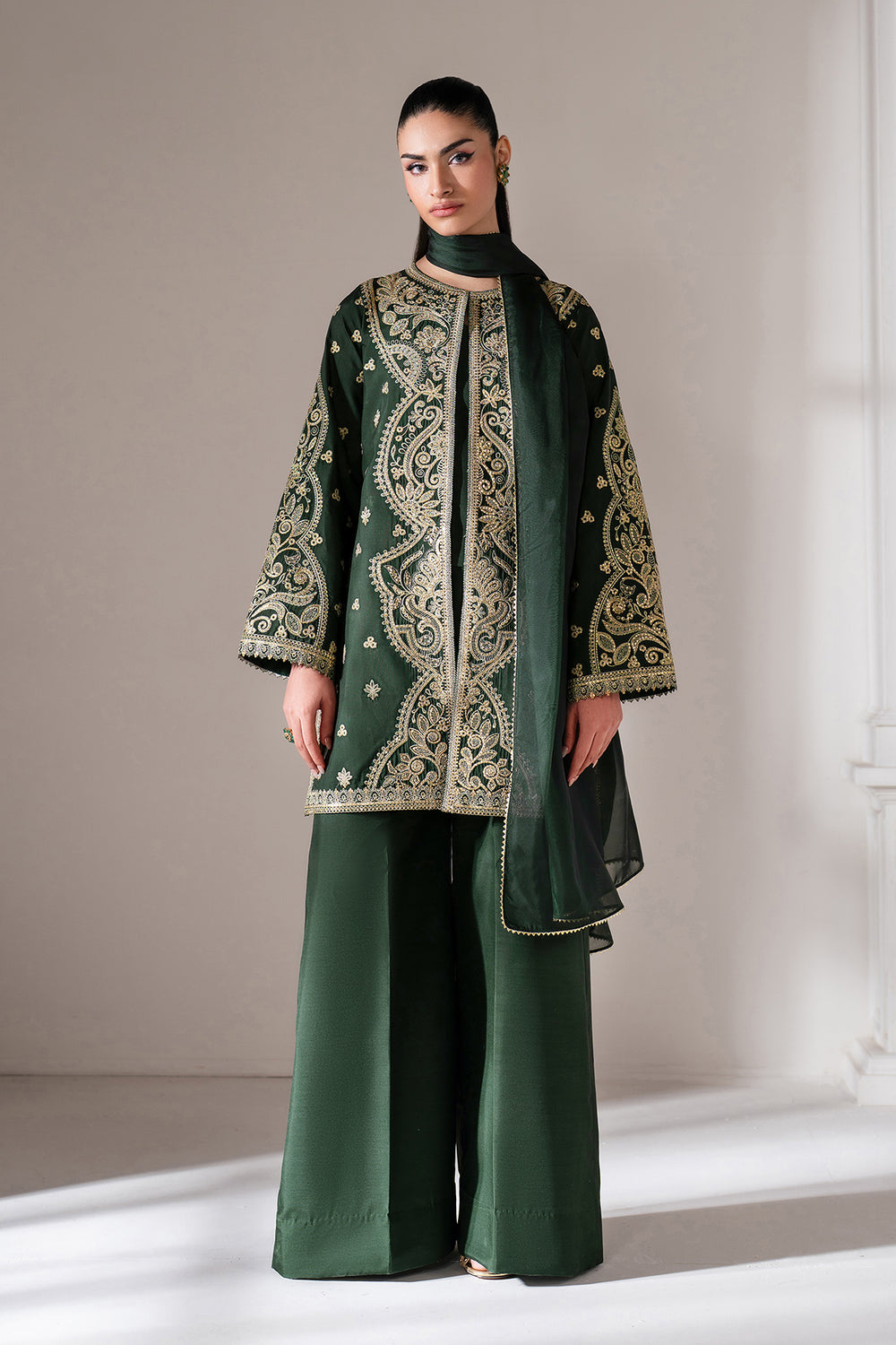 Baroque | Formals Collection | EMBROIDERED RAW SILK UF-4139 - Formal Dress - available at Maria Faisal in UK and USA.