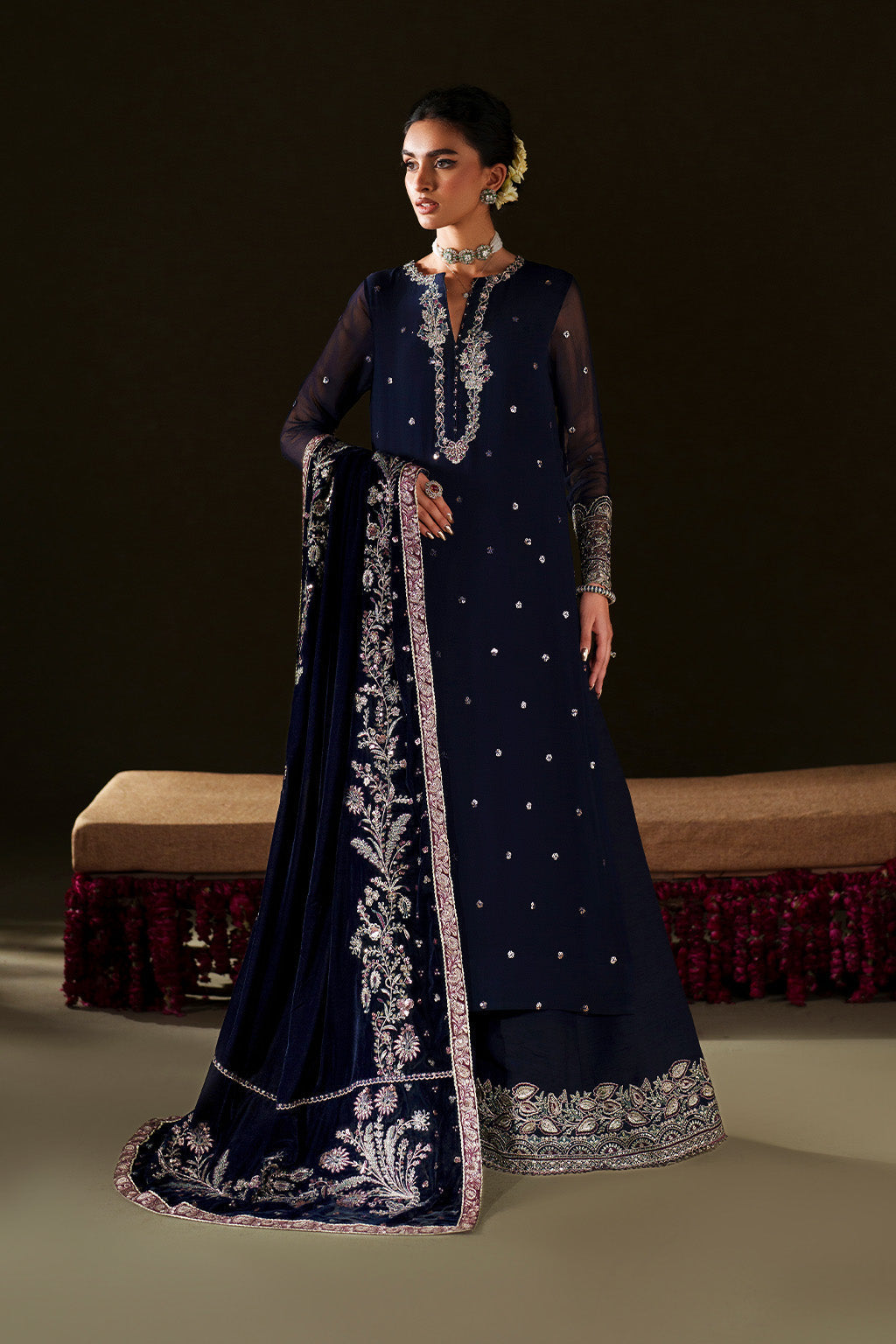 Iznik | Velvet 25 | IV-76 Embroidered Velvet - Formal Dress - available at Maria Faisal in UK and USA.