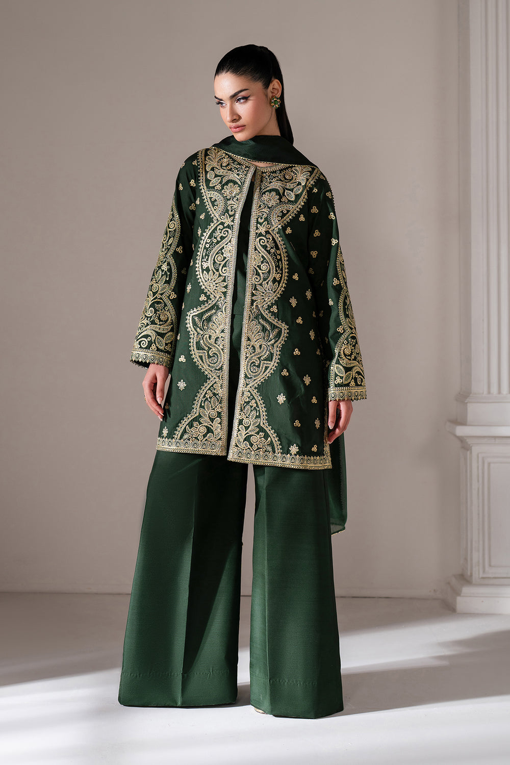 Baroque | Formals Collection | EMBROIDERED RAW SILK UF-4139 - Formal Dress - available at Maria Faisal in UK and USA.