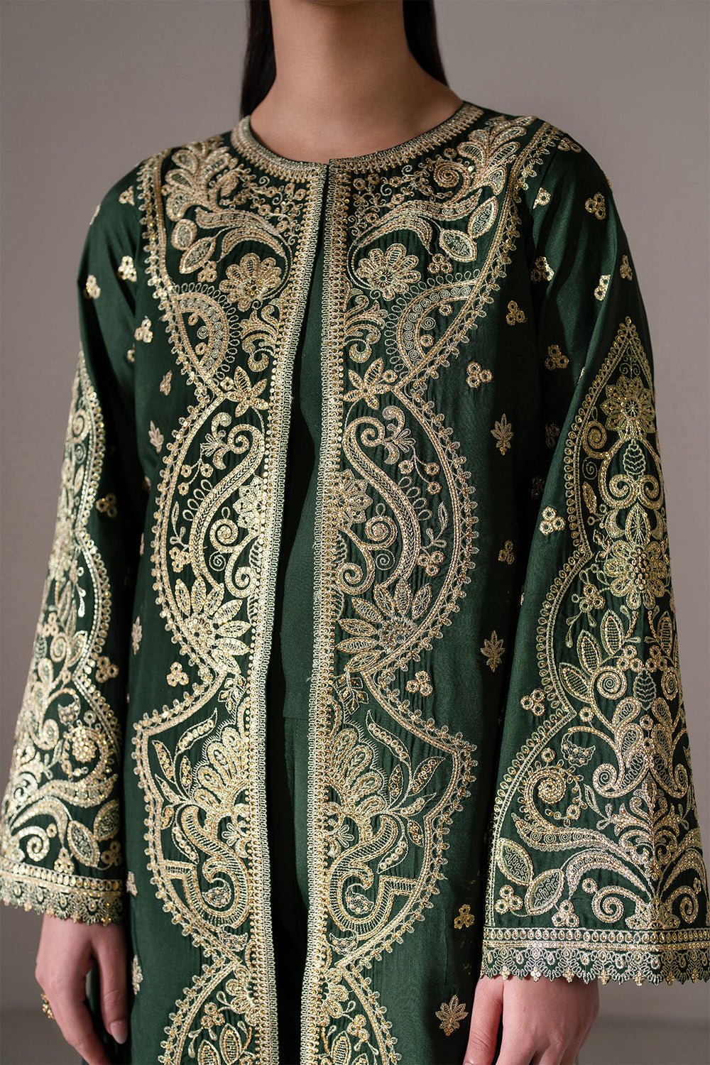 Baroque | Formals Collection | EMBROIDERED RAW SILK UF-4139 - Formal Dress - available at Maria Faisal in UK and USA.