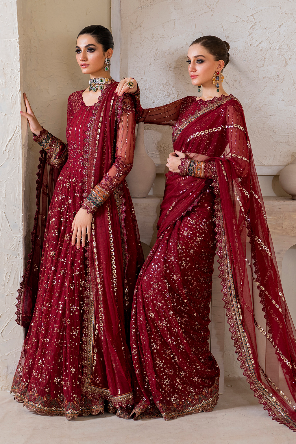 Iznik | Chinnon Chiffon | CC-49 Embroidered Net - Ladies Clothes - Maria Faisal