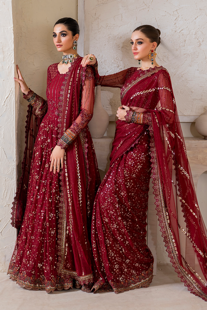 Iznik | Chinnon Chiffon | CC-49 Embroidered Net - Ladies Clothes - Maria Faisal