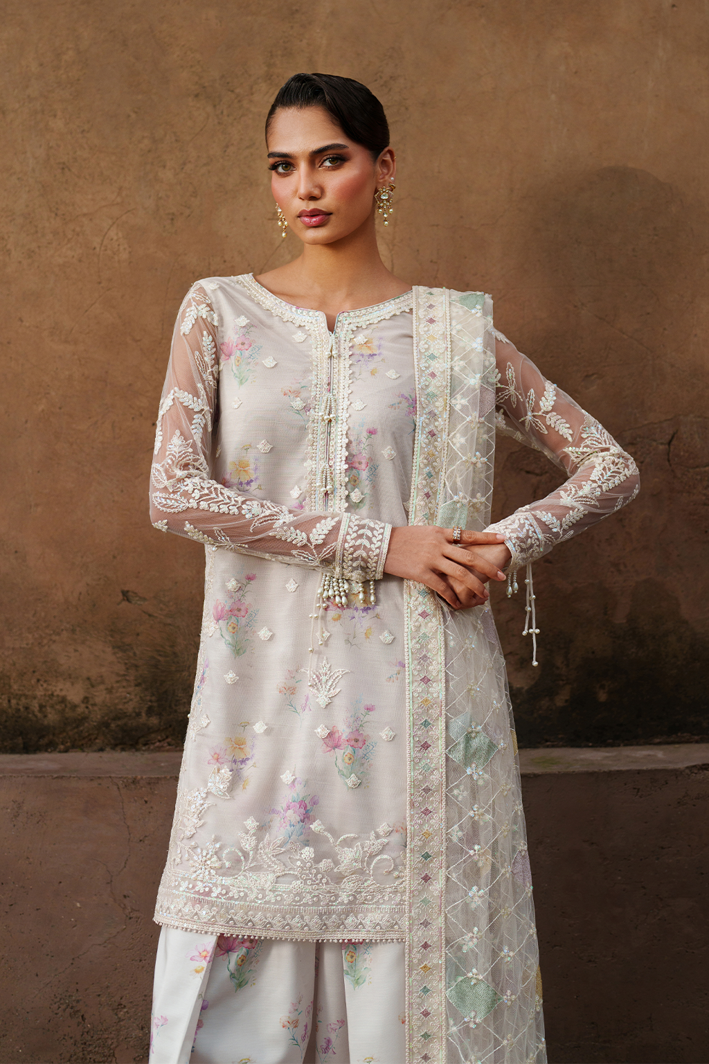Iznik | Festive Formal | UE-534 Embroidered Net - Ladies Clothes - Maria Faisal