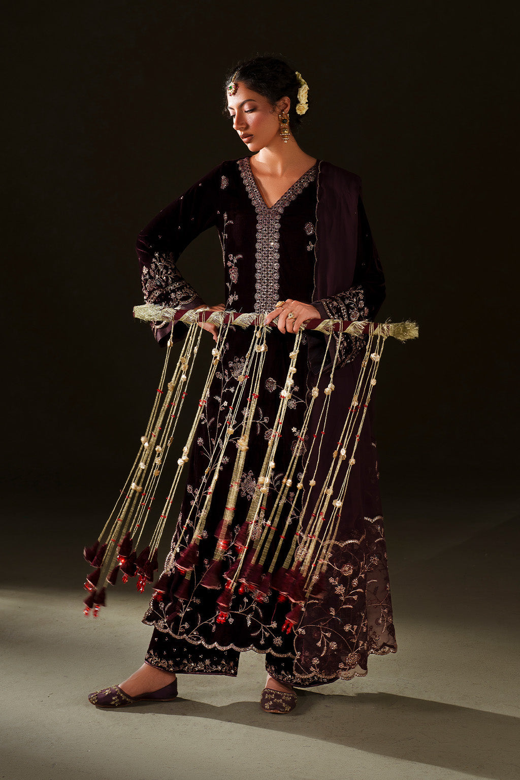 Iznik | Velvet 25 | IV-70 Embroidered Velvet - Formal Dress - available at Maria Faisal in UK and USA.
