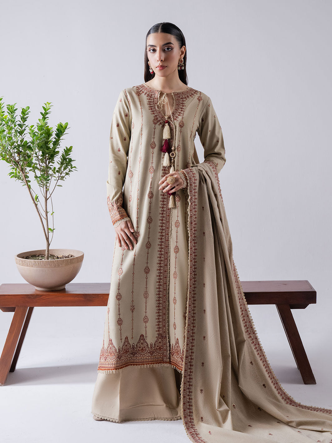 Faiza Faisal | Winter Edit 2024 | KYRA - Designer Dress with Intricate embroidery and embellishments. Shop elegent wedding dress at Maria Faisal.