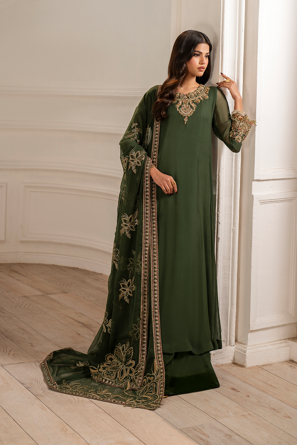 Iznik I Festive Formal I UE-416 Embroidered Chiffon - Ladies Clothes - Maria Faisal