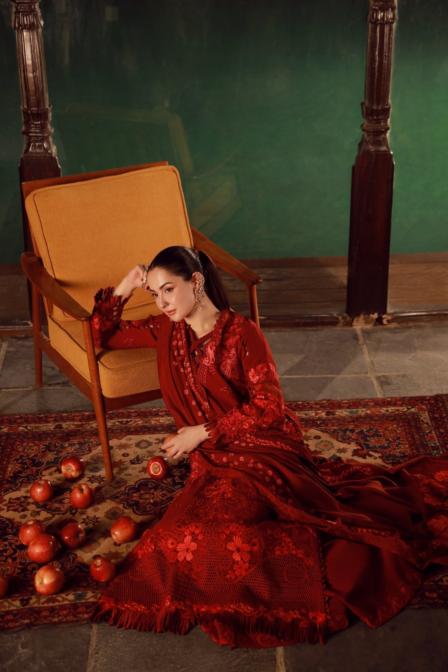 Maryam Hussain | Winter Shawl 25 | Riya - Formal Dress - available at Maria Faisal in UK and USA.