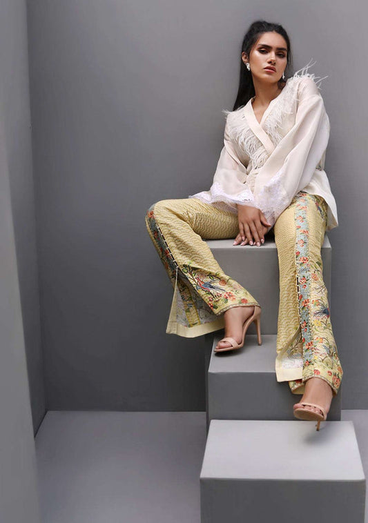 Layla Chatoor | Luxury Pret | Satin Wrap Pantstop - Luxury Dress - available at Maria Faisal in UK and USA.