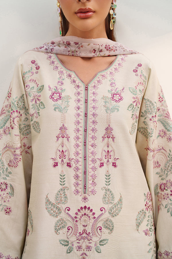 Baroque | Formals Collection | EMBROIDERED RAW SILK UF-4385 - Formal Dress - available at Maria Faisal in UK and USA.
