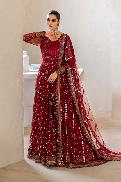 Iznik | Chinnon Chiffon | CC-49 Embroidered Net - Ladies Clothes - Maria Faisal