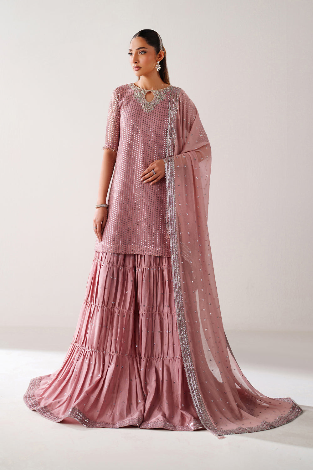 Baroque | Formals Collection | EMBROIDERED CHIFFON UF-4388 - Formal Dress - available at Maria Faisal in UK and USA.