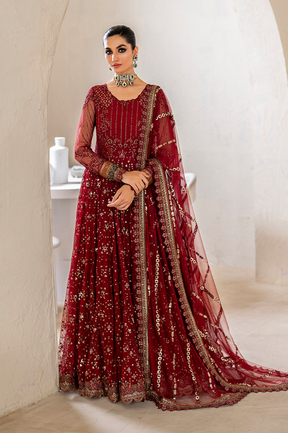 Iznik | Chinnon Chiffon | CC-49 Embroidered Net - Ladies Clothes - Maria Faisal