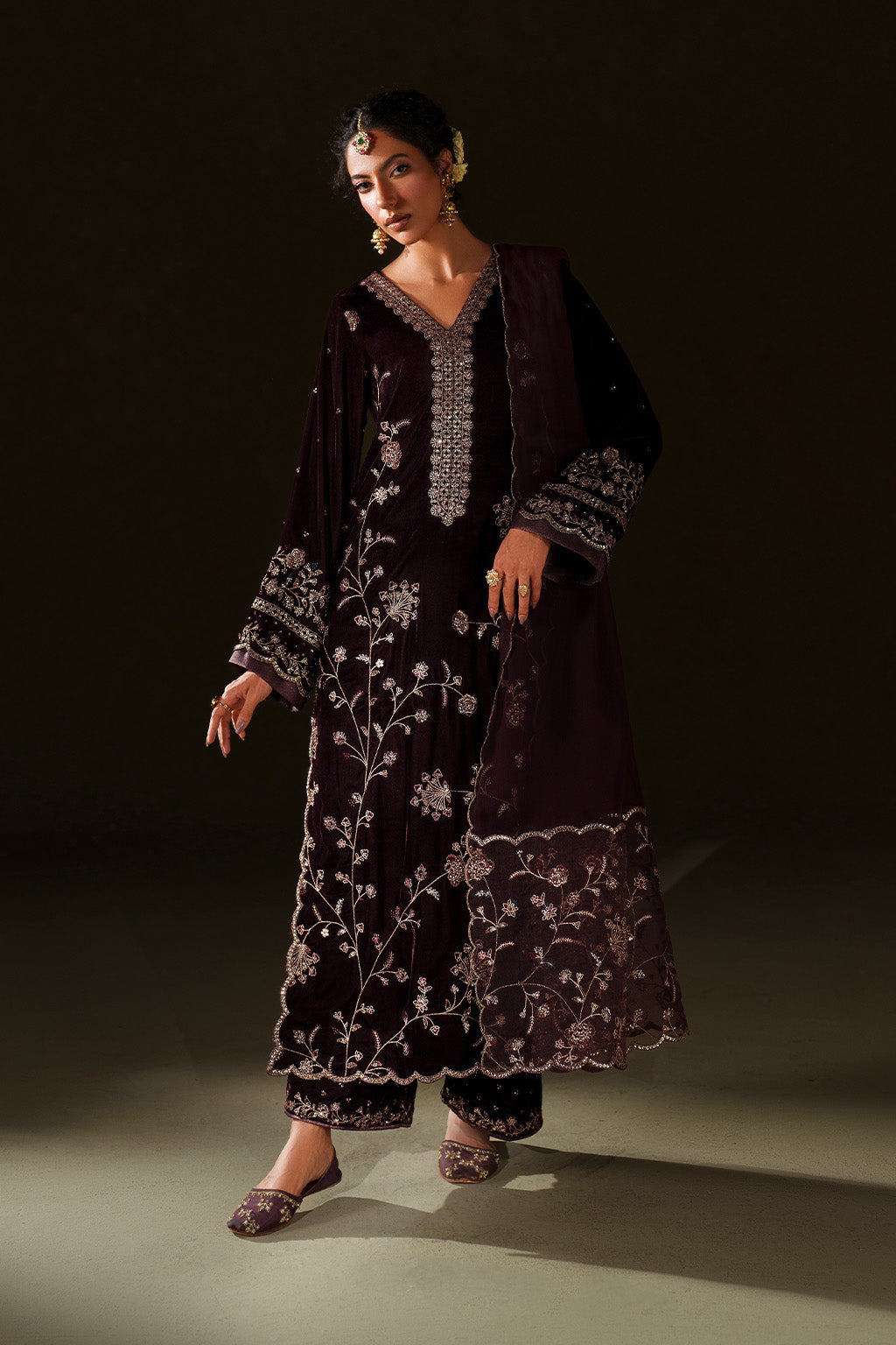 Iznik | Velvet 25 | IV-70 Embroidered Velvet - Formal Dress - available at Maria Faisal in UK and USA.