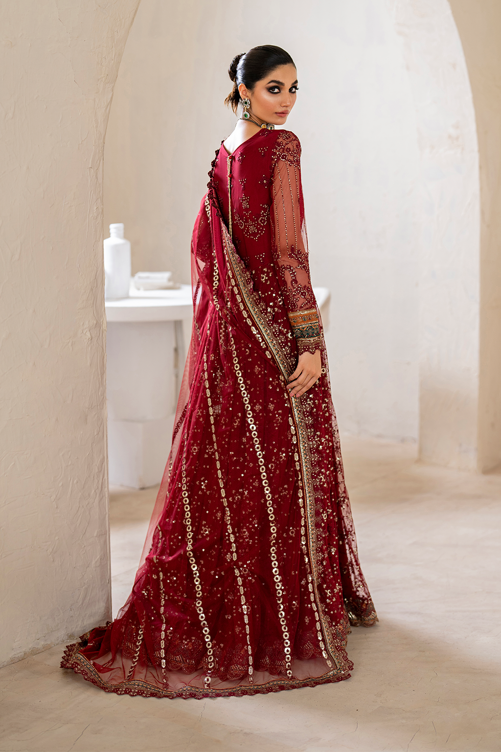 Iznik | Chinnon Chiffon | CC-49 Embroidered Net - Ladies Clothes - Maria Faisal