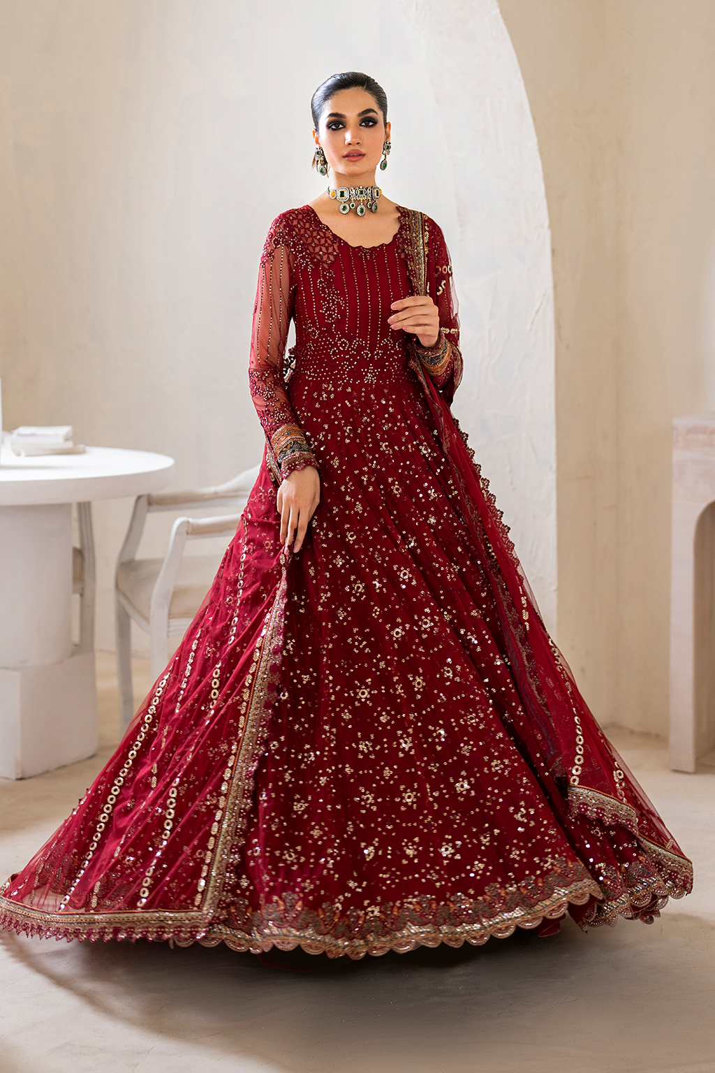 Iznik | Chinnon Chiffon | CC-49 Embroidered Net - Ladies Clothes - Maria Faisal