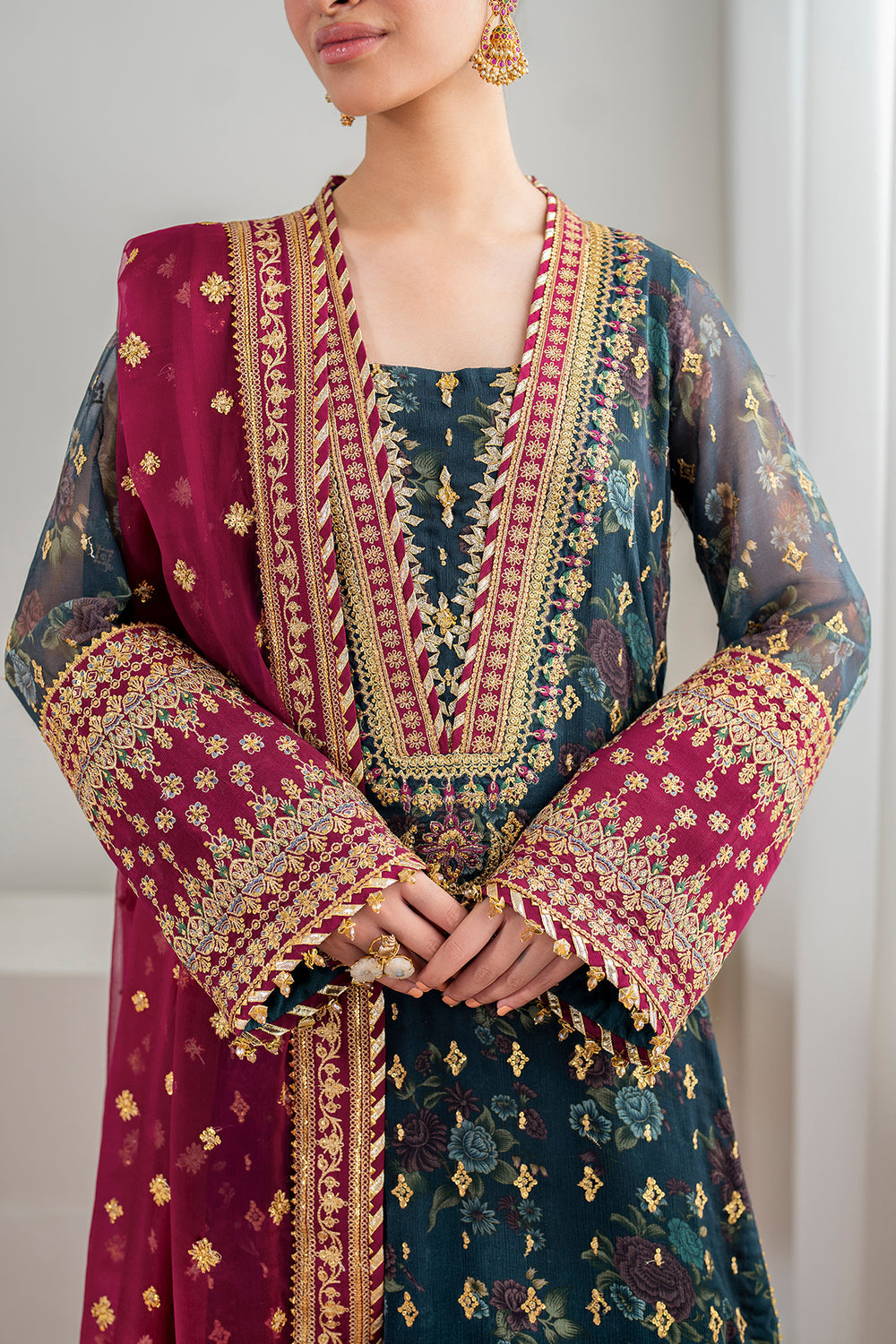 Baroque | Formals Collection | EMBROIDERED CHIFFON UF-689 - Formal Dress - available at Maria Faisal in UK and USA.