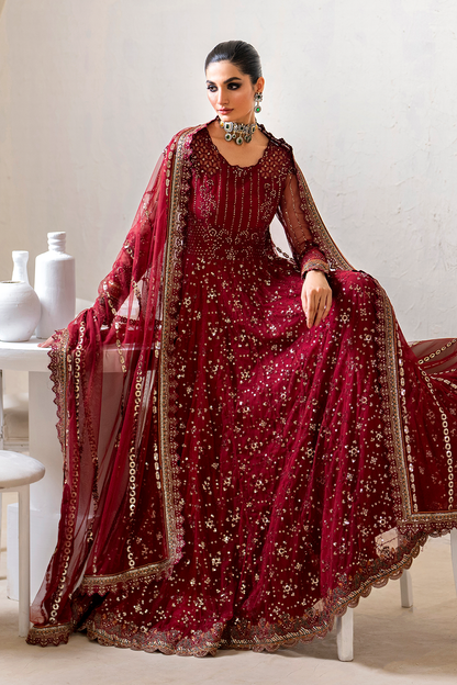 Iznik | Chinnon Chiffon | CC-49 Embroidered Net - Ladies Clothes - Maria Faisal