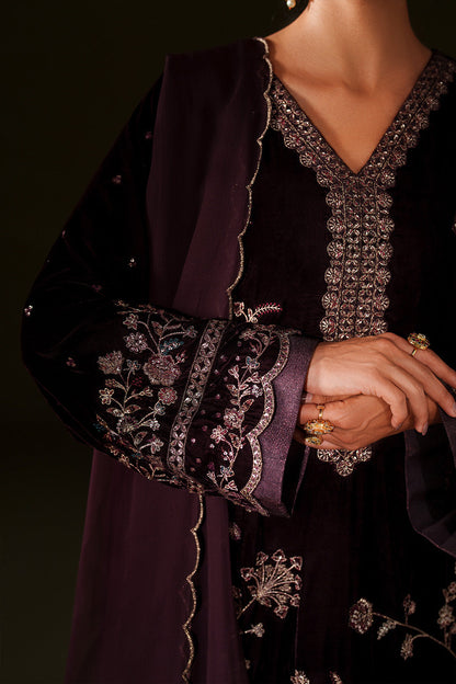 Iznik | Velvet 25 | IV-70 Embroidered Velvet - Formal Dress - available at Maria Faisal in UK and USA.