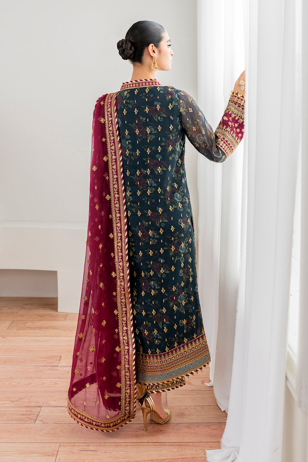 Baroque | Formals Collection | EMBROIDERED CHIFFON UF-689 - Formal Dress - available at Maria Faisal in UK and USA.