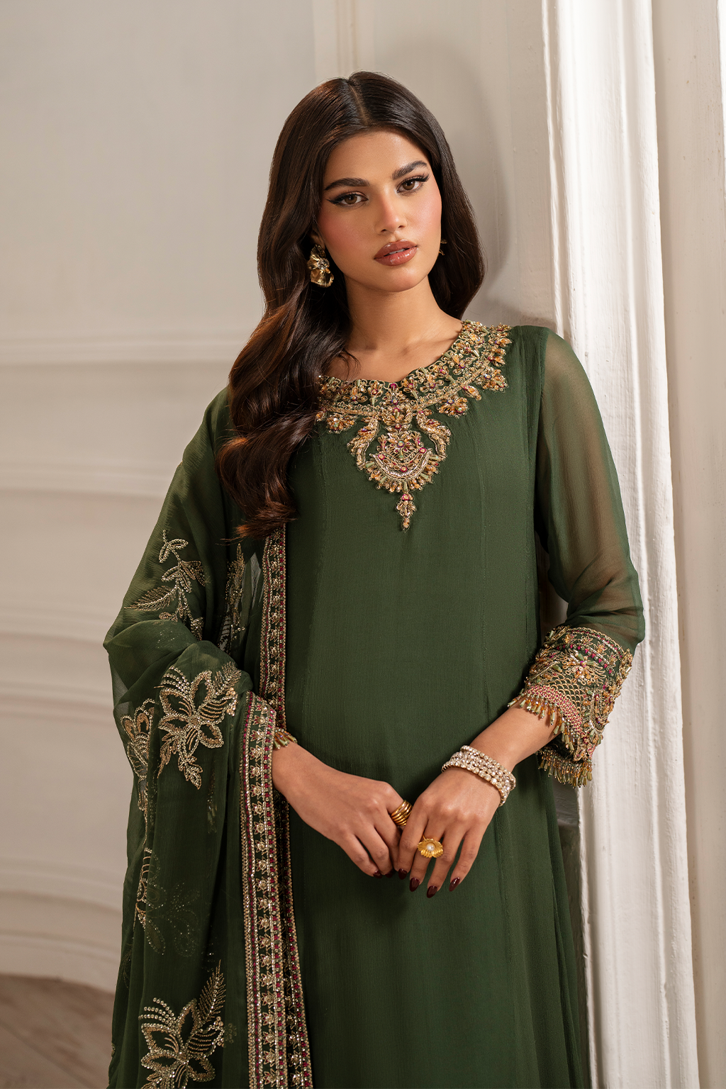 Iznik I Festive Formal I UE-416 Embroidered Chiffon - Ladies Clothes - Maria Faisal
