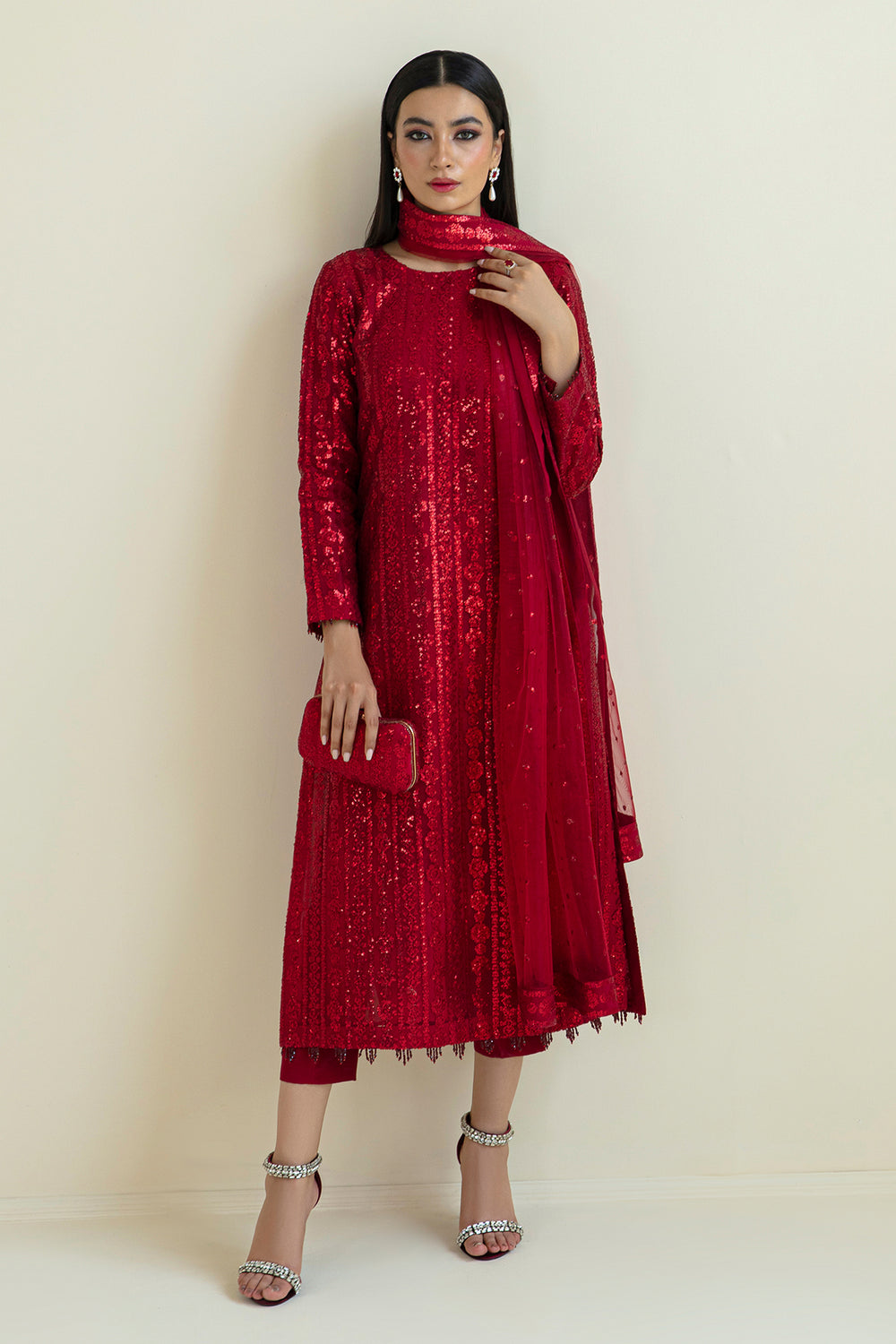 Baroque | Formals Collection | EMBROIDERED NET UF-385 - Formal Dress - available at Maria Faisal in UK and USA.