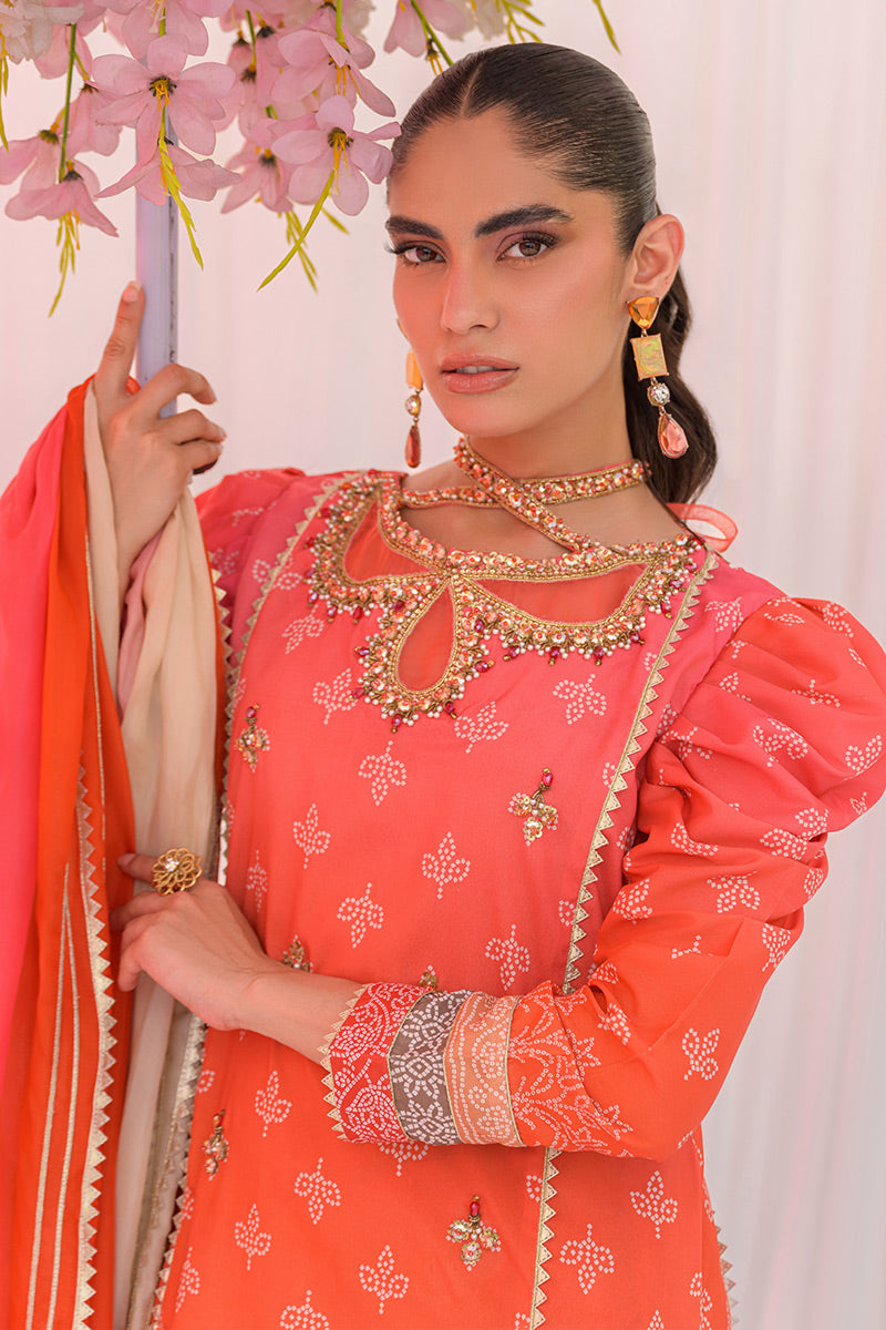 Chic Ophicial | The Maison Duo | Coral Glow - Luxury Dress - available at Maria Faisal in UK and USA.