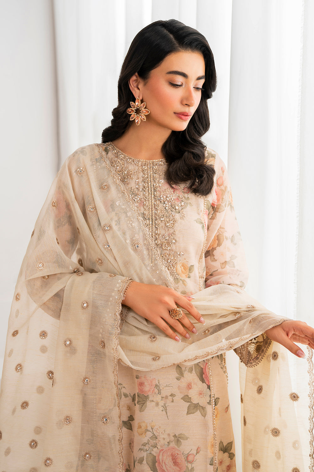 Baroque | Formals Collection | EMBROIDERED COTTON PATTI UF-691 - Formal Dress - available at Maria Faisal in UK and USA.