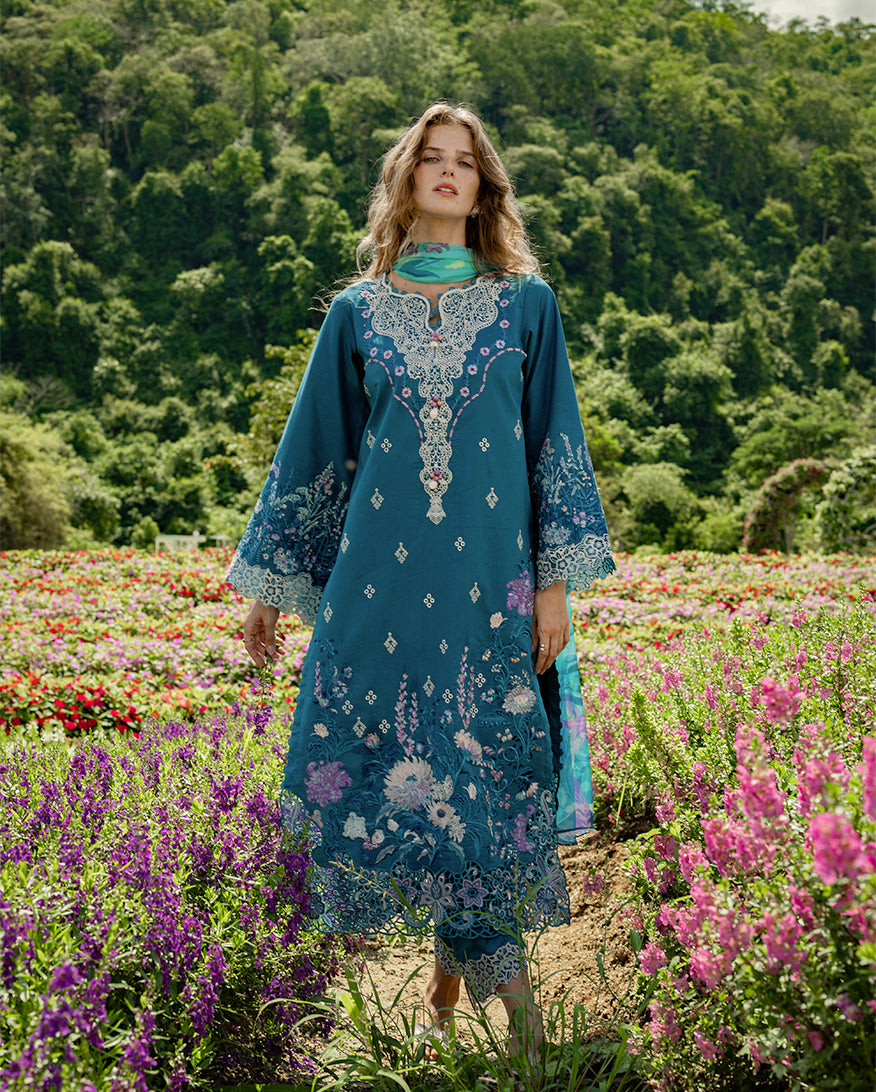 Mushq | Hemline the Secret Garden | Emerald Fern - Luxury Dress - available at Maria Faisal in UK and USA.