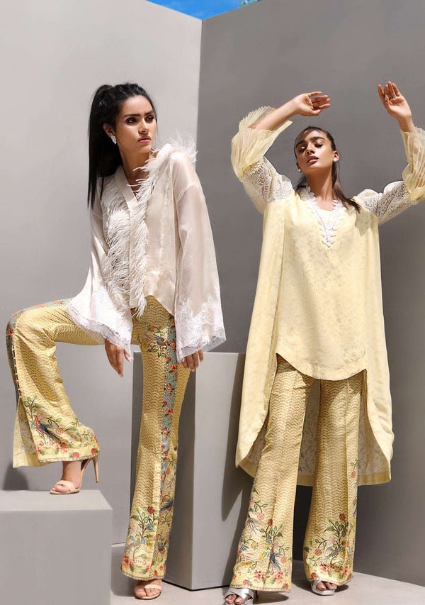 Layla Chatoor | Luxury Pret | Satin Wrap Pantstop - Luxury Dress - available at Maria Faisal in UK and USA.