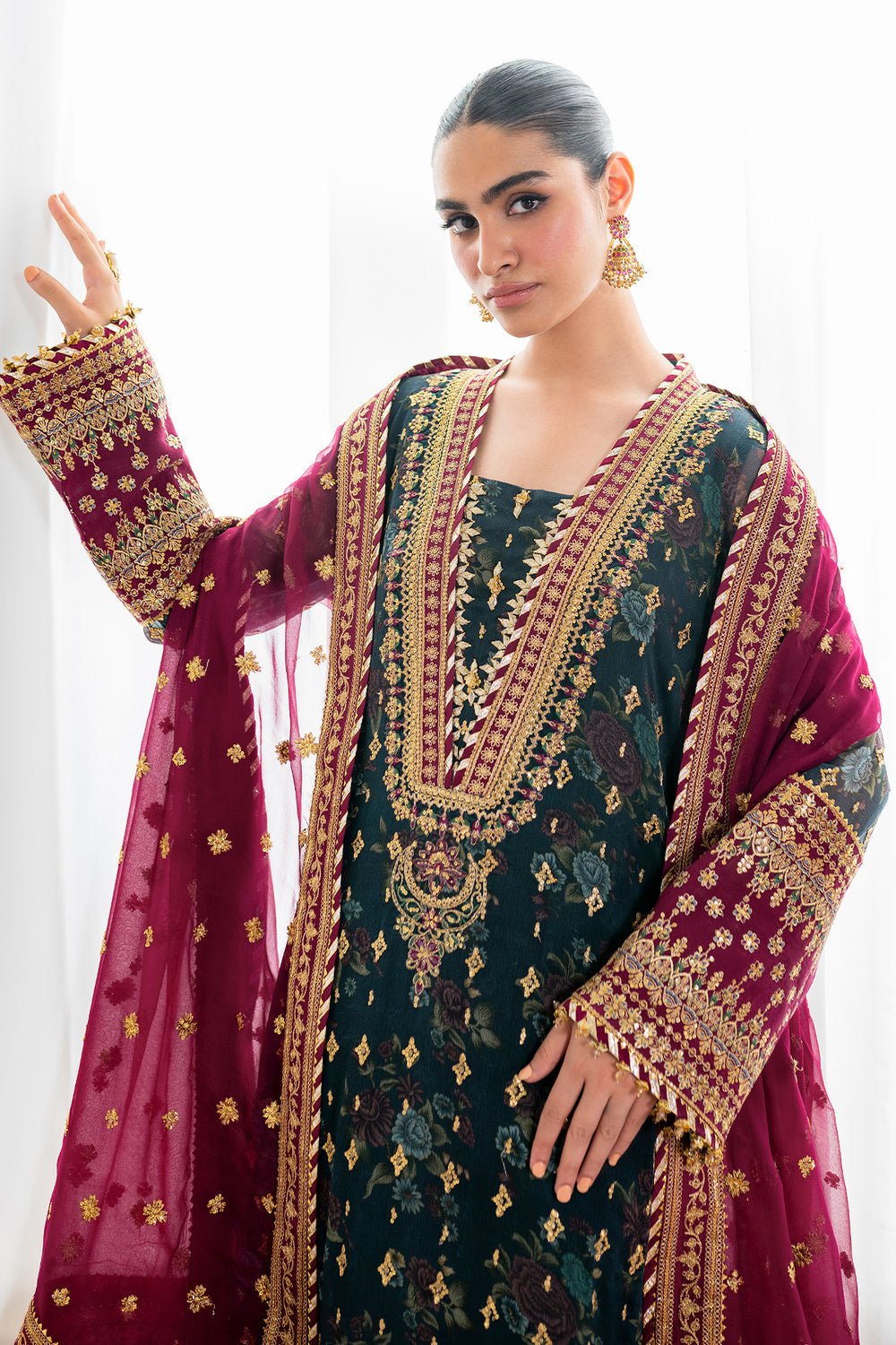 Baroque | Formals Collection | EMBROIDERED CHIFFON UF-689 - Formal Dress - available at Maria Faisal in UK and USA.